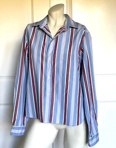 NEW FRANK & EILEEN SILVIO UNTUCKABLE STRIPE BLUE MULTICOLOR SHIRT SIZE: M - Picture 1 of 8