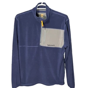 Timberland Sweater Mens XL Long Sleeve 1/2 Zip Pullover Fleece Mock Neck Blue - Picture 1 of 8