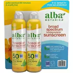 Alba Botanica Broad Spectrum Biodegradable Sunscreen SPF 50 8 Oz 2 Pack - Picture 1 of 1