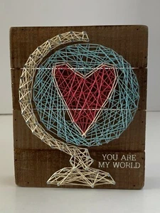 Primitives By Kathy - You Are My World - Wooden Box Sign String Art (NEW) - Picture 1 of 5