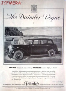 1939 DAIMLER "Vogue" Saloon Car Reklame - Original Art Deco Print Ad - Bild 1 von 1