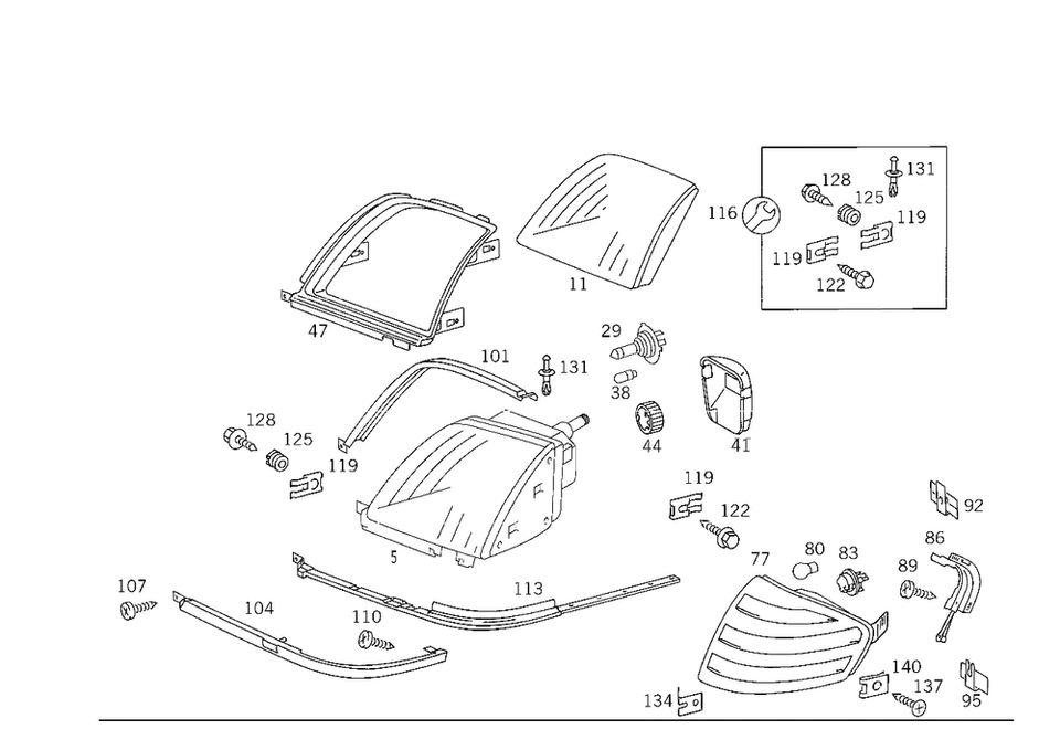 Conjunto de faros originales Mercedes-Benz - izquierda 129-820-35-61 Foto 1 de 1