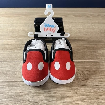 Disney Baby Mickey Mouse Infant Slip-on shoes Red Black 6-9 Months - Image 1 of 4