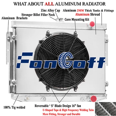 3 Rows Radiator+Fan Shroud For 1973-1978 Dodge Coronet Chrysler Newport Mopar V8 Foto 1 de 4