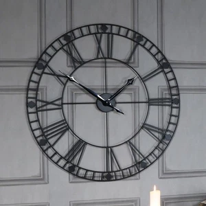 Reloj de Pared Grande Redondo Metal Negro Esqueleto 88cm x 88cm - Imagen 1 de 6