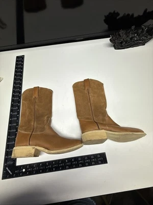 ZAPATOS VINTAGE UNISEX CONJUNTO BOTAS JUSTIN 5 1/2B 3895 CUERO TOSTADO GAMUZA M0192 VAQUERO Foto 1 de 4