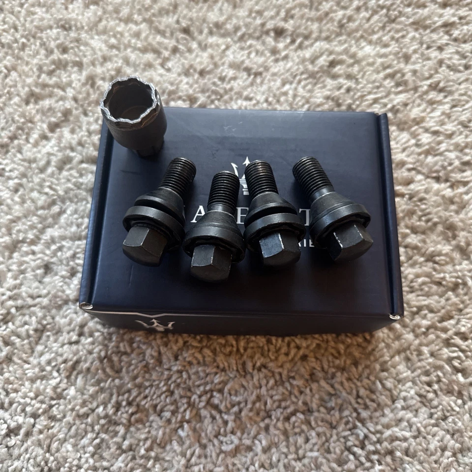 2014-2024 MASERATI QUATTROPORTE RUEDA PERNO TUERCA BLOQUEO JUEGO NEGRO OEM Foto 1 de 4