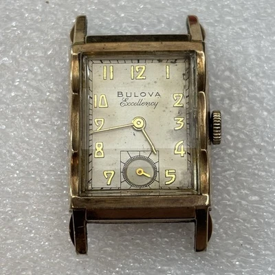 Reloj Pulsera Broken Vintage 1951 10K G.F. Bulova Excellency Art Deco Tank 7AA Foto 1 de 4