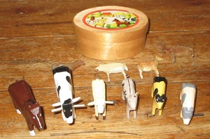 Vintage Wood Miniature Farm Animals Sheep Cow Goat Horse Germany Putz Erzgebirge - Picture 1 of 19