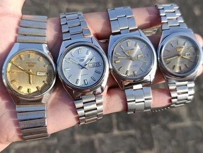 Lot of 4 Vintage Seiko 5 Automatic Day-Date SS Men's Japanese Wristwatches - Image 1 of 4