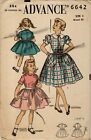 Advance 6642 Full Skirted Party Frock Dress W Pockets Back Buttons Collar Sz 4