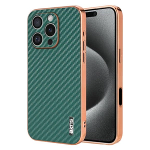 Custodia cellulare lusso rivestimento fibra di carbonio texture per Apple iPhone 16 15Pro Max - Foto 1 di 24