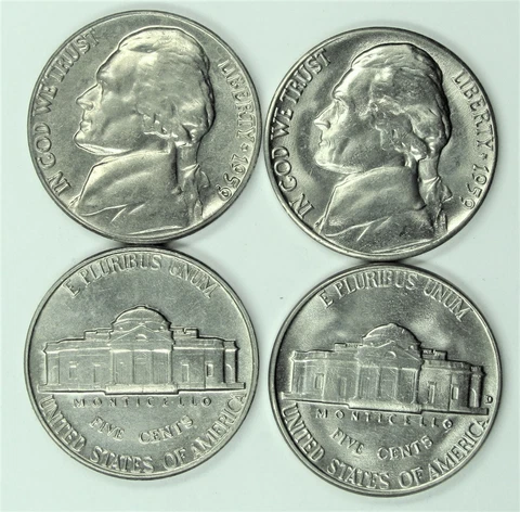 1959 P and D UNCIRCULATED JEFFERSON NICKELS CHOICE TO GEM BU Cover