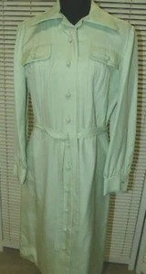 Vintage CASI Seafoam Green Pure Silk Women's Shirt Dress Retro Ladies Mod  - Picture 1 of 9