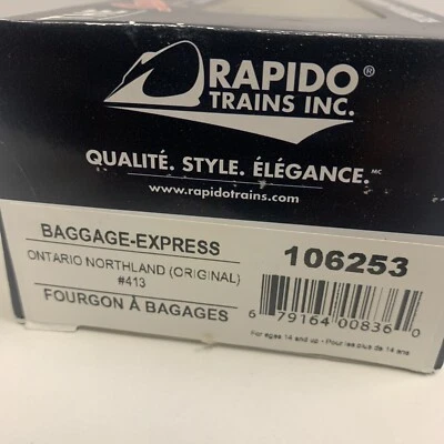 HO RAPIDO 106253 Baggage Express Ontario Northland #413 New In Box - Image 1 of 4