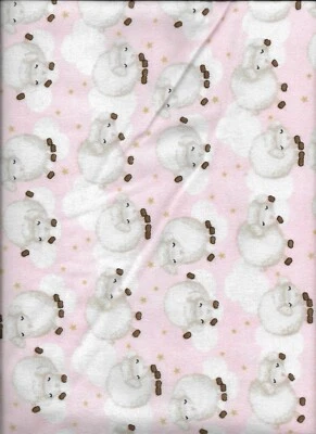 Nuevo Corderos y Nubes Dormidos en Rosa 100% Algodón Tela de Franela por Yarda Foto 1 de 2