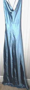 Lulus Women GOWN XS Blue Shimmer Lace Up Back Drape Stunning Designer NEW - Picture 1 of 8