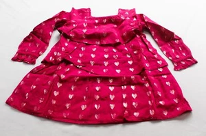 J.Crew Cuts Girls' Shimmer Tiered Hearts Dress AP2 Brilliant Berry Lurex Size: 4 - Picture 1 of 3