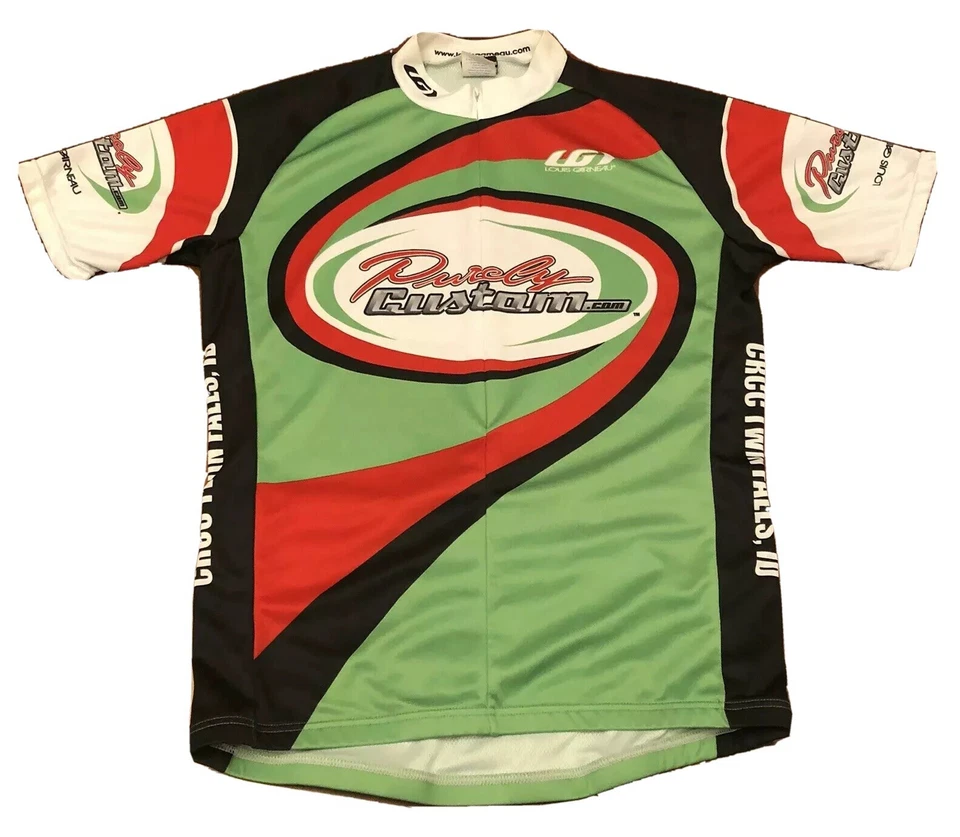 Louis Garneau Men’s Cycling Jersey M Green Red Bike SS Half Zip Purely Custom - Image 1 of 4