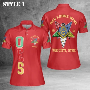 Custom Name Order of the Eastern Star Masonic Women 3D Polo Shirt Size S-5XL - Picture 1 of 9