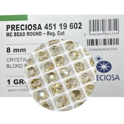 144 cuentas de cristal redondas checas genuinas Preciosa MC 8 mm cristal rubio llamarada Foto 1 de 4