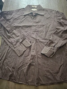 Eighty Eight Men's Brown Striped Long Sleeve Dress Shirt Size L - Picture 1 of 6