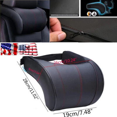 1PCS Car Soft Leather Memory Foam seat Support Headrest Pillow Ergonomic Cushion - Image 1 of 4