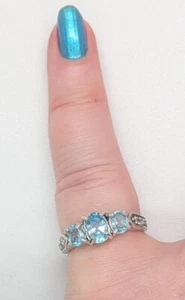 2.42cts Ratanakiri Blue Zircon & White Topaz Sterling Silver Ring Size N-O - Picture 1 of 14