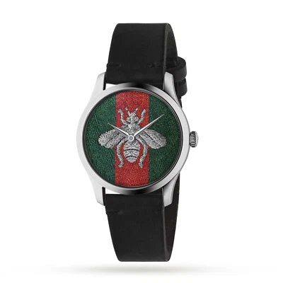 Gucci G-Timeless Bee Dial Leather Band Men's  Watch -  YA1264149 - Image 1 of 4
