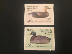 ICOLLECTZONE  US Massachusetts 87, 88 Duck Stamps VF NH - Picture 1 of 1