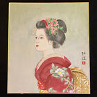 Japanese watercolor handmade paintings SHIKISHI Art "Beautiful girl" #3218