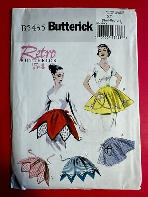 New Retro 1954 Butterick Party Hostess Half Length Apron Pattern S M L 5435 - Image 1 of 2