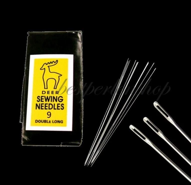 Nähnadeln Eisen Nadel FÄDELNADELN 0.5mm thick, 52mm long, hole: 0.35mm No:9  Y4 - Bild 1 von 1