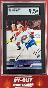 2023-24 UPPER DECK SERIES 1 YOUNG GUNS OWEN BECK RC #214 SGC 9.5