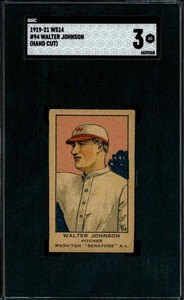1919 W514 #94 Walter Johnson - SGC 3 (Hand Cut)