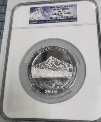 2010 5 oz Silver ATB Mount Hood MS-69 PL NGC AA157 - Image 1 of 3