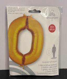 Anagramm 35" Folienballon GOLD Zahl 0 Geburtstag Party Foto Deko - Bild 1 von 3