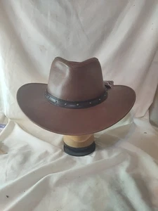 Britteli Monrecarlo Wayfarer Brown Capello Leather Hat L Cowboy Western - Picture 1 of 14