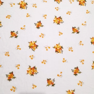 Tela cepillada DTY - Camelias naranja óxido marfil - Tela tejida Jersey Foto 1 de 2