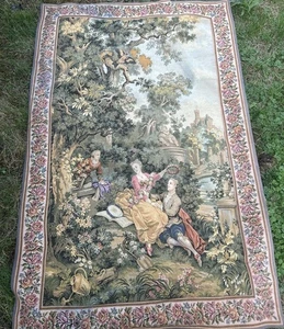 Wandteppich Gobelin Gobelins Stich Indiskretion Von Jules Pansu. Gebrauchsspuren - Bild 1 von 17