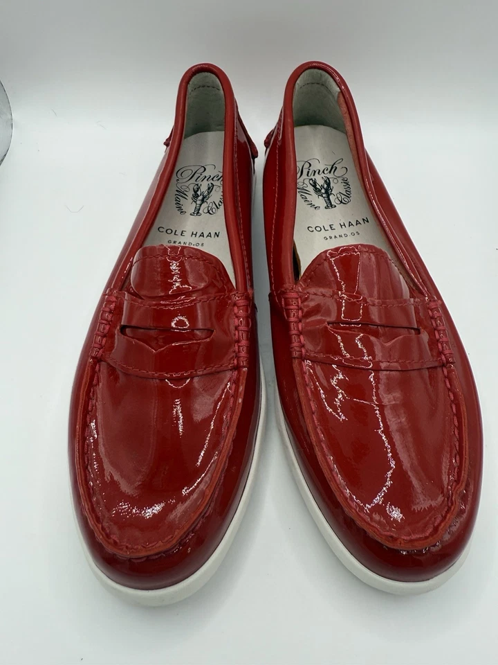 Mocasín Cole Haan Pinch Maine clásico 6,5 rojo Pantend cuero Pennie usado  Foto 1 de 4