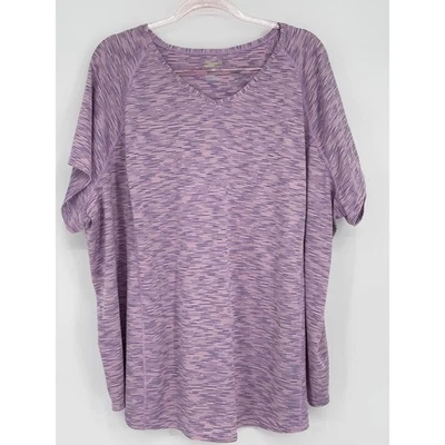 Tek Gear Athletic Womens Plus Sz 4X V Neck Short Sleeve Heathered Purple Shirtt - Image 1 of 4