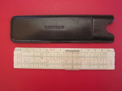 kleiner Rechenschieber NESTLER No. 11 R , mit Lupen-Läufer und Originalhülle - Bild 1 von 3