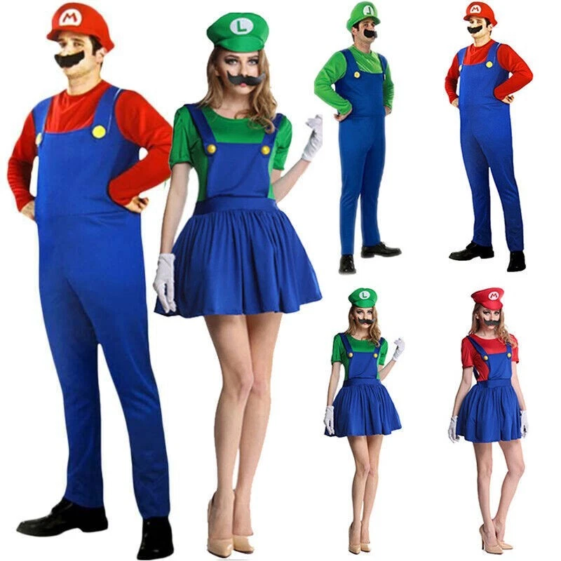 Déguisement Halloween homme femme adulte Super Mario et Luigi robe fantaisie plombier Bros - Photo 1/4
