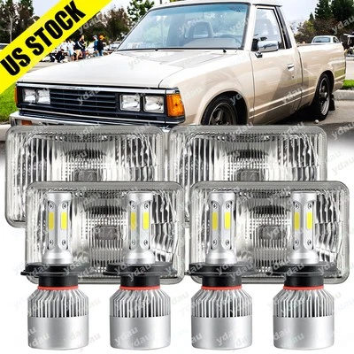 4pcs 4x6inch DOT LED Headlights Hi-Lo Beam For Nissan 720 Pickup 200SX 1983-1986 - Image 1 of 4