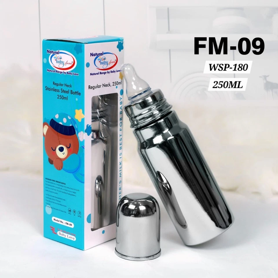 Baby Feeding Bottle Baby Love Stainless Steel 250ml| Premium Eco-Friendly nipple - Image 1 of 4