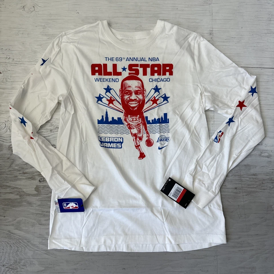 NBA All Star Game 2020 Chicago Lebron James Caricature Long Sleeves Shirt Large - Image 1 of 4