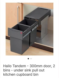 Hailo Tandem 2 Bin Under Sink Pull Out Kitchen Bin To Fit 300mm Unit - Picture 1 of 5