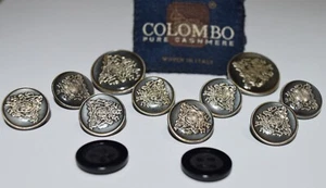 Colombo Blazer Replacement Buttons 12 Pieces Crest Image Brass Jacket Sport Coat - Picture 1 of 3