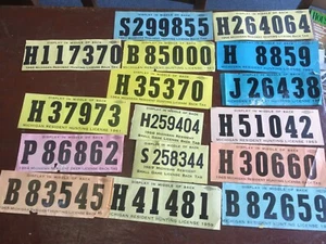 Group of 16 Michigan 1960's Back Tags from Deer and Small Game Hunting ~ HF9 - Picture 1 of 1